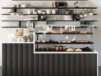 Commercial Bakery Display Equipment With Glass Case And Shelves For Pastries 3d model