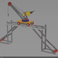 Toy Construction Crane Model With Metal Frame Red Wheels And Yellow Parts