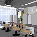 Modern Beauty Hair Salon Interior Design With Styling Chairs Mirrors And Marble Floor