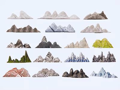 New Chinese Style Snowwave Stone Landscape Set Stone Fake Rock Stone Black Mountain Stone Taishan Stone Mountain Landscape Stone 3d model