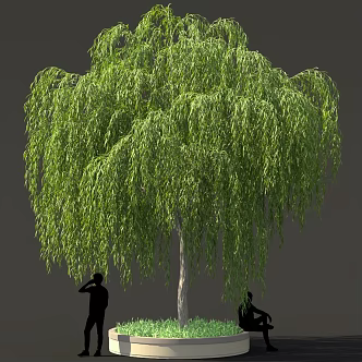 Willow Park Waterfront Green Planting Outdoor Street Trees Tree Pool Sparkies 3d model