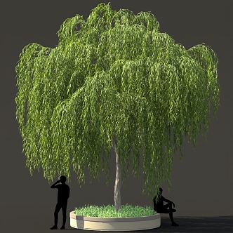 Willow Park Waterfront Green Planting Outdoor Street Trees Tree Pool Sparkies 3d model