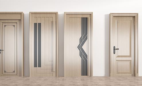 Modern swing door single door room door wooden door bedroom door 3d model