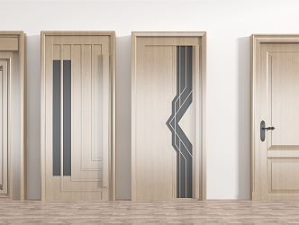 Modern swing door single door room door wooden door bedroom door 3d model