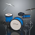 Blue Sleeg Musical Instrument Drum Set With Cymbals Stands And Drum Heads