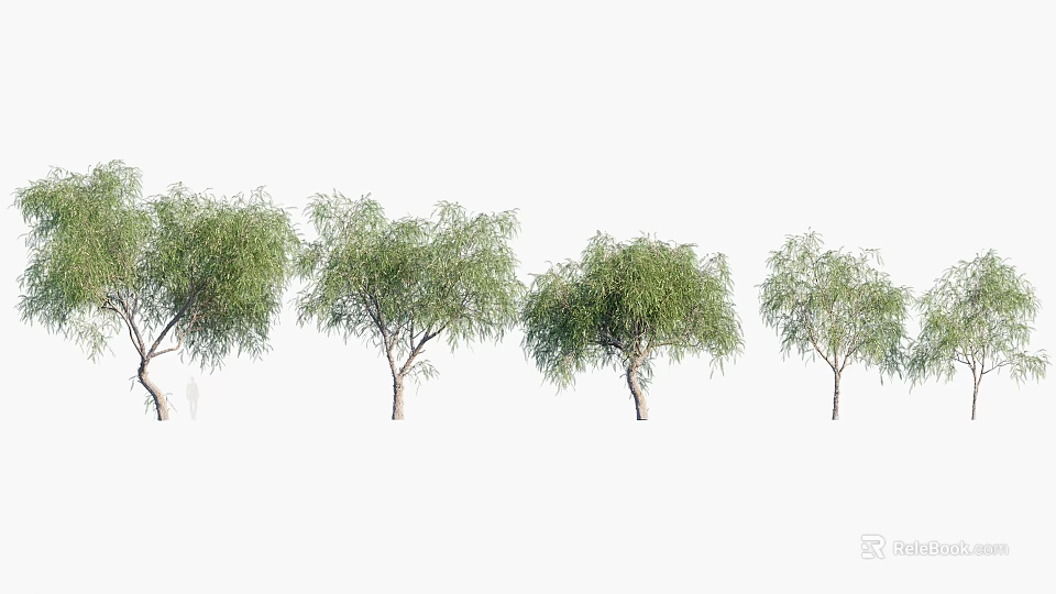Lush Green Arbor Trees In Various Shapes And Sizes For Outdoor Landscape Design 3d model 
