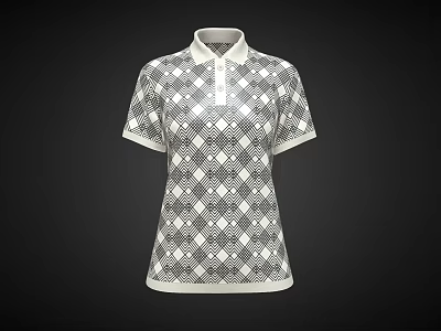 Gray And White Diamond Pattern Collared Short Sleeve Polo Shirt Design 3d model