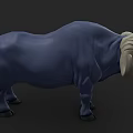 Blue 3D Cartoon Buffalo Character With Golden Mane And Large Horns