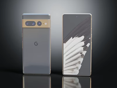Two Modern Smartphones Side By Side Featuring Google Logo And Feather 3d model