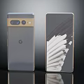Two Modern Smartphones Side By Side Featuring Google Logo And Feather 3d model