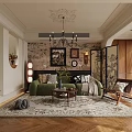 Elegant Modern Living Room Interior With Green Sofa Wooden Floor Chandelier And Rug