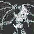 Detailed Mythical Reptile Skeleton With Intricate Purple Webbed Wings And Sharp Horns