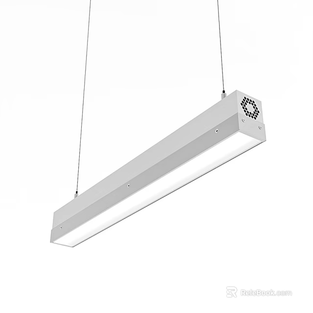 Modern White Rectangular Hanging Pendant Light With Sleek Design And LED Lighting 3d model 
