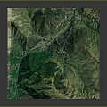 Detailed Terrain 3D Model With Green Mountains Valleys And Vegetation Cover