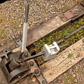 Rustic Railroad Switch Mechanism With Track Lever Number 13 Gravel And Wooden Ties