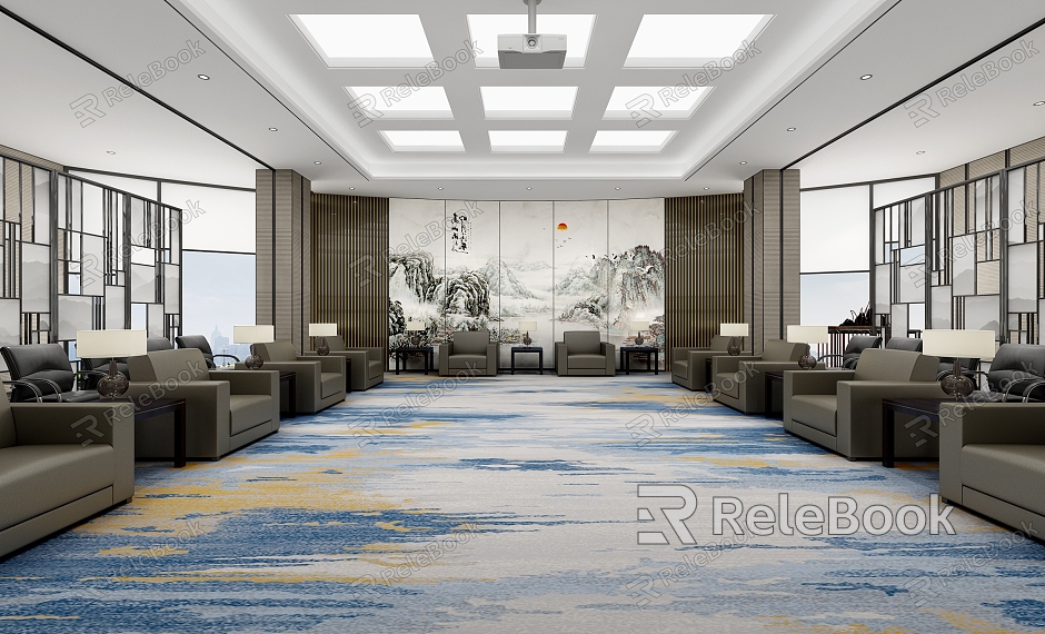 New Chinese Reception Room Reception Room model