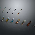 Colorful Decorative Arrows and Quivers with Unique Designs for Weapon Collection