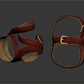 Brown Leather Sandals With Strappy Design And Adjustable Gold Buckles