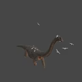 3D Rendered Brachiosaurus Dinosaur with Long Neck on Orange Background and Flying Birds