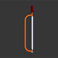 Orange Curved Frame Hand Tool With Red Handle And Metal Rod