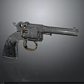 Vintage Engraved Revolver Featuring Silver And Gold Intricate Patterns And Ornate Handle