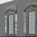 orbidStyle Casement Doors With Decorative Frames And White Wall Gray Floor 3d model