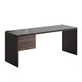 Modern Wooden Desk With Dark Finish And Storage Drawer For Home Workspace