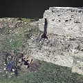 Ancient Ruined Stone Walls With Broken Bricks And Grass Covered Ground 3d model