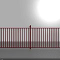 Stylish Red Metal Fence with Vertical Bars and Decorative Posts Structure 3d model