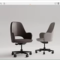 Brown and Light Gray Leather Office Chair with High Back Armrest Black Base Wheels