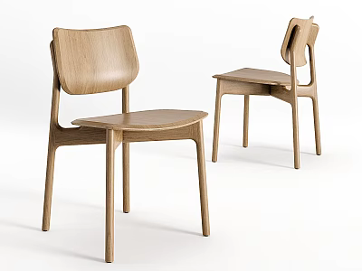 Modern Minimalist Oak Dining Chairs With Sleek Wooden Design For Home Decor 3d model
