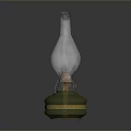 Vintage Oil Lamp With Transparent Glass Shade And Green Gold Base Decorative Lighting