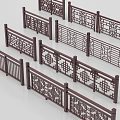 Chinese Style Ornate Railings With Various Carved Patterns And Traditional Designs