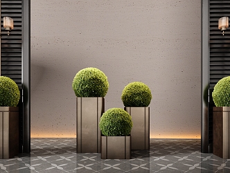 Modern CCD Hotel Moss Ball Potted Green Plant Bonsai Flower Pot 3d model