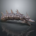 Mechanical Dragon Creature With Metal Body Spiked Back And Sharp Teeth 3d model