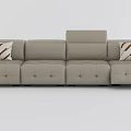 Casual Gray Sofa Set With Multiple Seats And Striped Decorative Pillows 3d model
