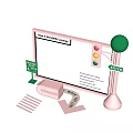 Interactive Zone with Lost And Found Traffic Light Green Sphere Pink Pole And ENTER Sign 3d model
