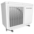 White Air Conditioner Fan Outdoor Unit With Grille Design And Stable Base