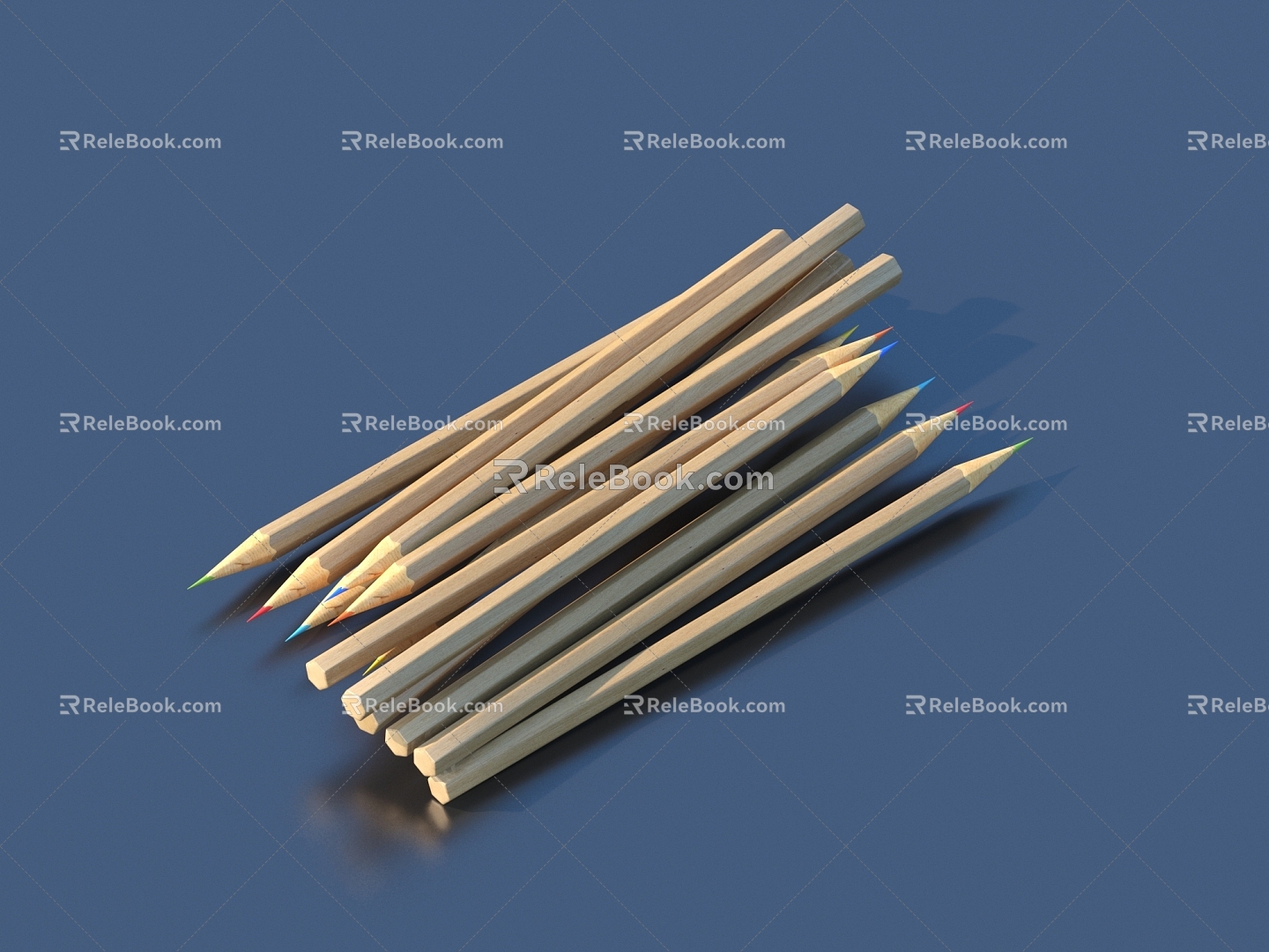 Pen Brush Colored Pen Stationery 3d model