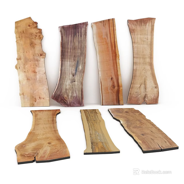 Natural Wooden Decorative Ornament Set With Various Shapes And Textures For Home Decor 3d model 