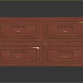 Red Wooden Drawer Chest With Four Drawers And Classic Design