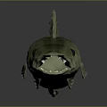 Detailed Green Fish 3D Model with Open Mouth and Fins on Dark Reflective Surface