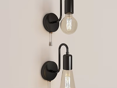 Modern Black Wall Mounted Lamps With Clear Glass Bulbs For Indoor Lighting 3d model