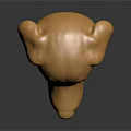 Golden Shiny Dog Head Sculpture With Detailed Features And Reflective Surface