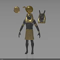 Ancient Egyptian Figure With Golden Sphere Horn And Anubis Headpiece Accessories