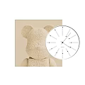 Minimalist Wall Clock With Lego Teddy Bear Figure On Light Colored Wall 3d model