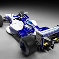 Blue And White Formula One Racing Car With Sponsor Logos