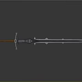 Decorative Fantasy Sword With Orange Hilt Blue Gemstone And Metallic Blade