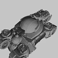 Military Green Science Fiction Tank With Top Turret Multiple Wheels Tracks And Yellow Lights