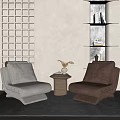 Modern leisure sofa combination single sofa leisure chair recliner side table combination 3d model